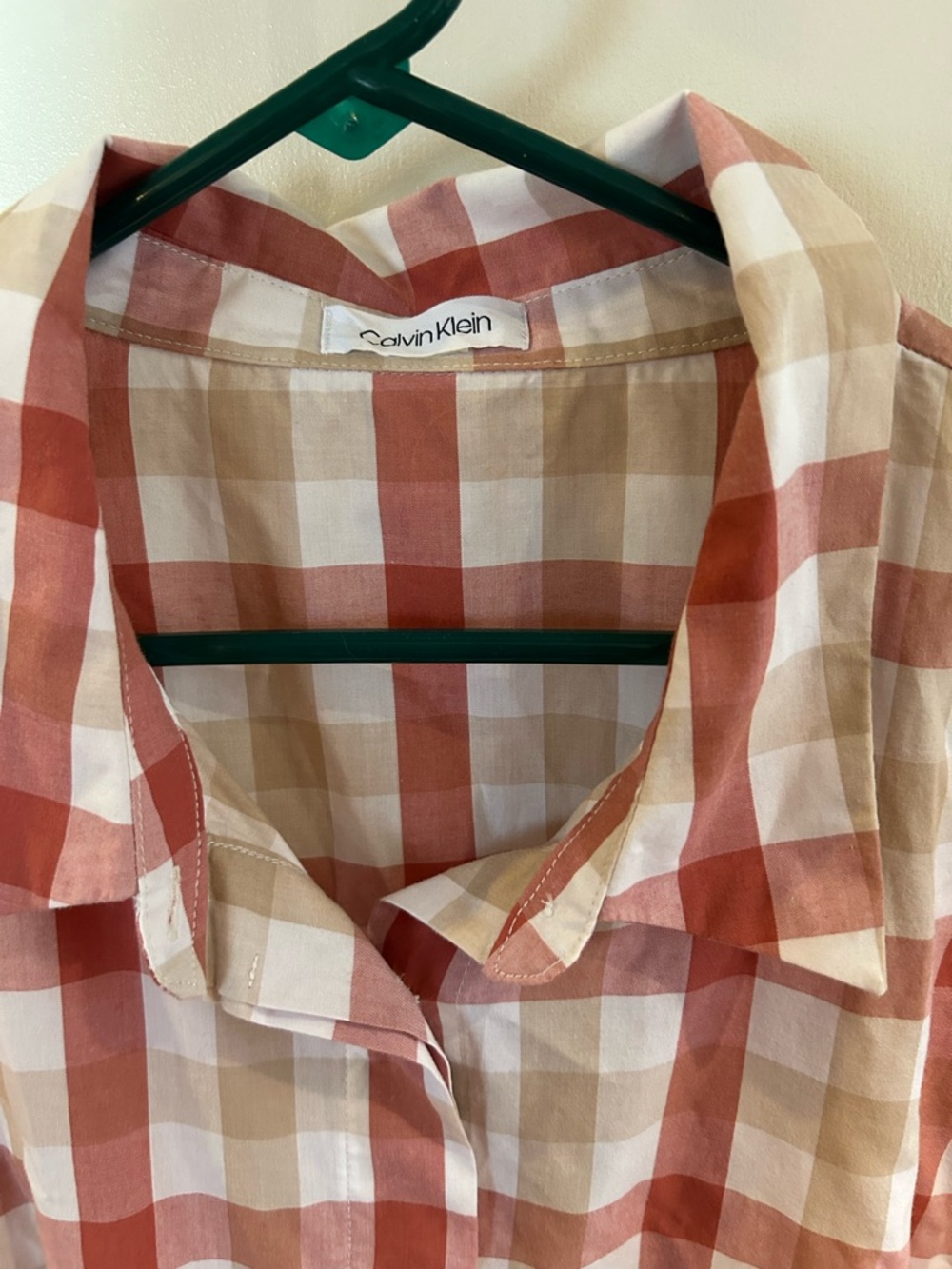 Casual Check Shirt Dress in Rust & Cream - Picture 2 of 3